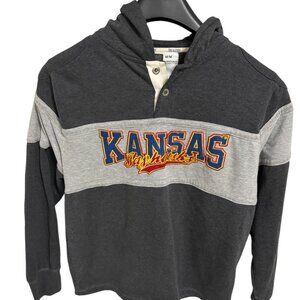Kansas Jayhawks 1/4 Button Pullover Hoodie Mens Medium Bruzer Apparel